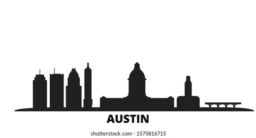 United States, Austin city skyline isolated vector illustration. United States, Austin travel black cityscape