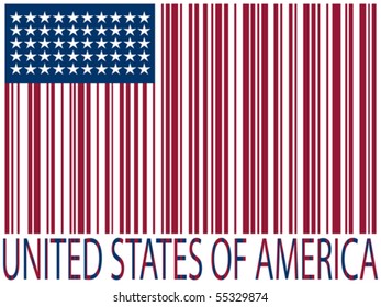 united states bar codes flag against white background, abstract vector art illustration