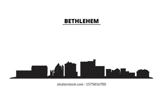 United States, Bethlehem City Skyline Isolated Vector Illustration. United States, Bethlehem Travel Black Cityscape