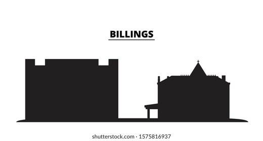 United States, Billings City city skyline isolated vector illustration. United States, Billings City travel black cityscape