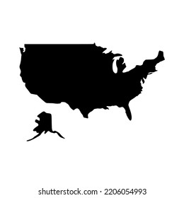 United States Blind Map Vector, USA Map in black. Perfect for poster design materials, flyers, banners, educational content and more.