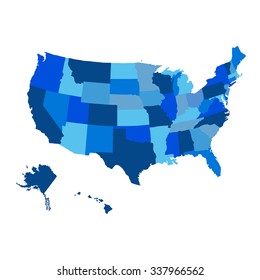 United States blue Map Regions