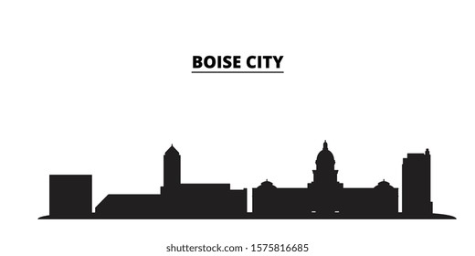 United States, Boise City city skyline isolated vector illustration. United States, Boise City travel black cityscape