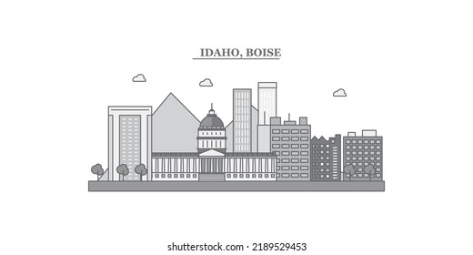 United States, Boise city skyline isolated vector illustration, icons