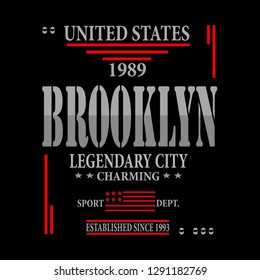 united states Brooklyn design vector typography classic artistic creative,charming,ny trendy apparel print arts,illustration  concept