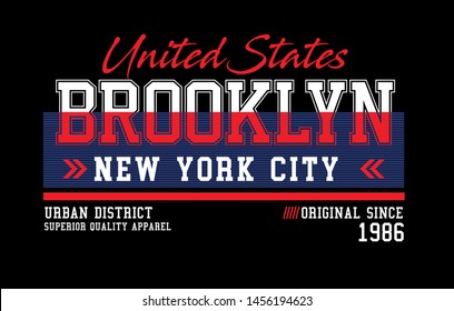 United States Brooklyn typography slogan, tee shirt graphics, vectors