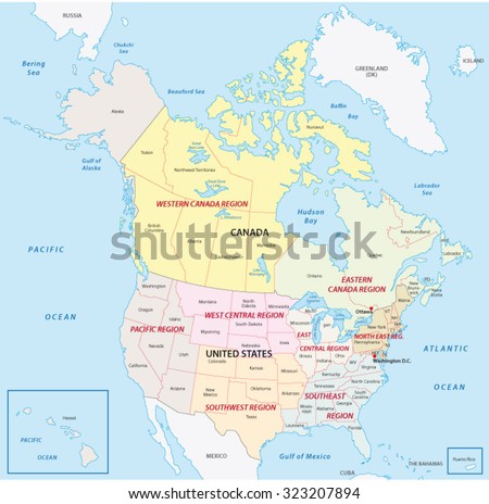 United States Canada Regional Map Stock Vector (Royalty Free) 323207894