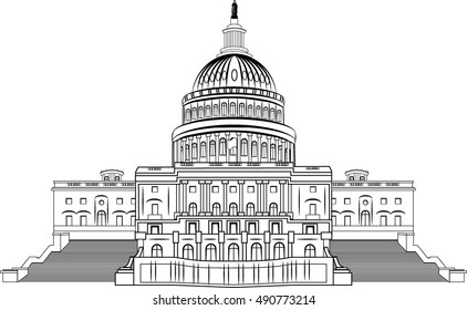 Us Capitol Washington Dc Vector Illustration Stock Vector (Royalty Free ...