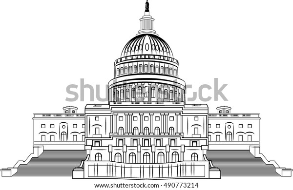 United States Capitol Black White Graphic Stock Vector (Royalty Free ...