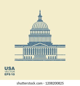 United States Capitol building icon in Washington DC. Flat vector icon