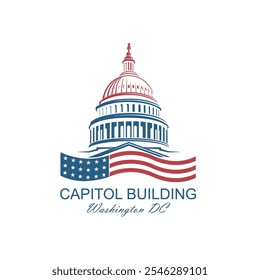 United States Capitol building icon in Washington DC isolated on white backgrpound