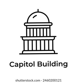 Diseño de Vector de construcción de capitolio de Estados Unidos, icono premium