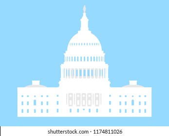 United States Capitol Hill Building In Washington DC. Vector Silhouette.