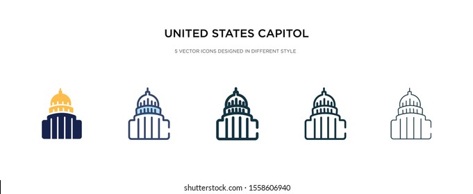 united states capitol icon in different style vector illustration. two colored and black united states capitol vector icons designed in filled, outline, line and stroke style can be used for web,