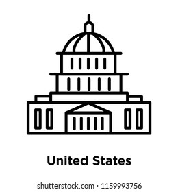 United States Capitol icon vector isolated on white background, United States Capitol transparent sign , line or linear sign, element design in outline style