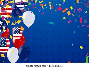 United States celebrations holiday background with colorful balloons