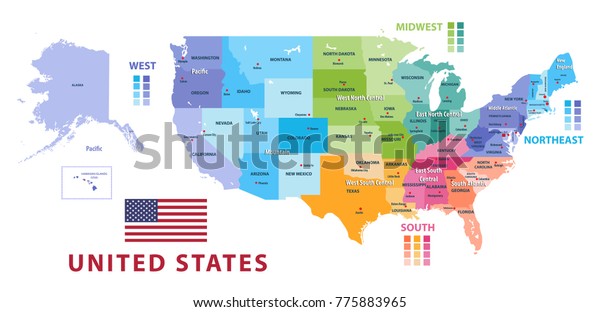 United States Census Bureau Regions Divisions Stock Vector (Royalty ...