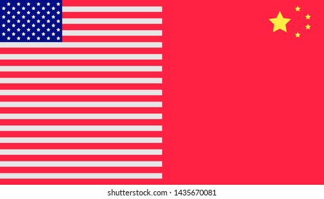 united states and china flag background. trade war concept. vector illustration eps10