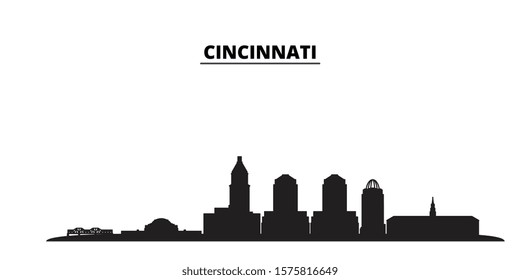 United States, Cincinnati City city skyline isolated vector illustration. United States, Cincinnati City travel black cityscape