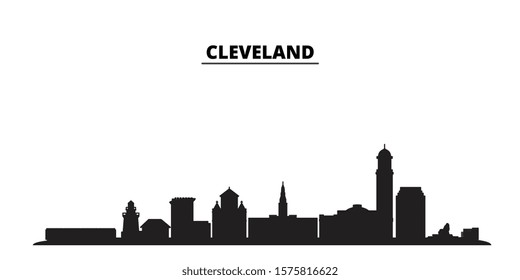 United States, Cleveland City city skyline isolated vector illustration. United States, Cleveland City travel black cityscape