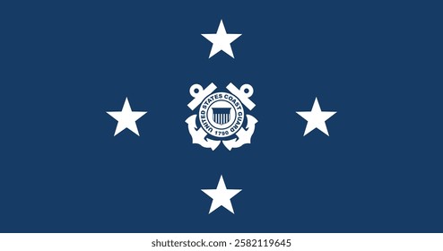 United States Coast Guard Admiral Flag Vector Illustration Premium Quality