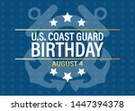 United States Coast Guard birthday. August 4. Design with american flag and patriotic stars. Poster, card, banner, background design. EPS 10.