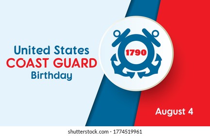 United States Coast Guard birthday. August 4. Poster, card, banner, background design. EPS 10.