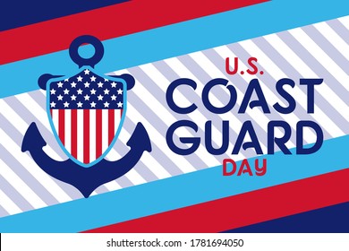 United States Coast Guard birthday. August 4. U.S. Coast Guard Day. Design with american flag and patriotic stars. Poster, card, banner, background design. EPS 10.