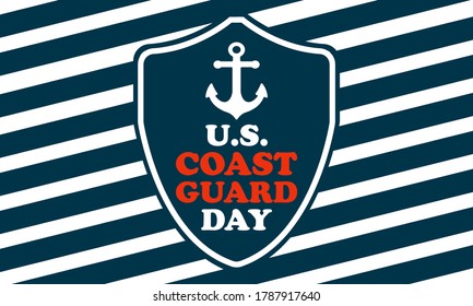 United States Coast Guard birthday. August 4. U.S. Coast Guard Day. Design with american flag and patriotic stars. Poster, card, banner, background design. EPS 10.