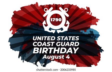 United States Coast Guard birthday. August 4. U.S. Coast Guard Day. Design with american flag and patriotic stars. Poster, card, banner, background design. EPS 10.