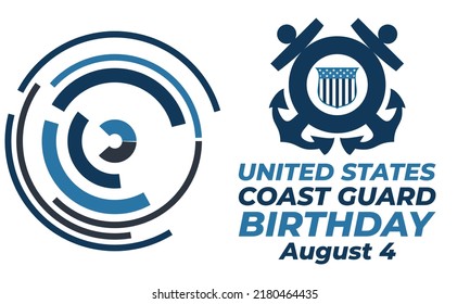United States Coast Guard birthday. August 4. U.S. Coast Guard Day. Design with american flag and patriotic stars. Poster, card, banner, background design. EPS 10.