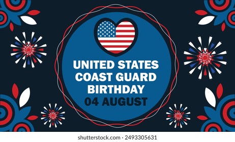 United States Coast Guard Birthday vector banner design. Happy United States Coast Guard Birthday modern minimal graphic poster illustration.