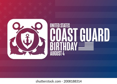 United States Coast Guard Day. August 4. Holiday concept. Template for background, banner, card, poster with text inscription. Vector EPS10 illustration