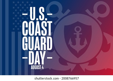 United States Coast Guard Day. August 4. Holiday concept. Template for background, banner, card, poster with text inscription. Vector EPS10 illustration
