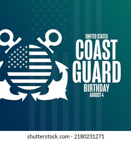United States Coast Guard Day. August 4. Holiday concept. Template for background, banner, card, poster with text inscription. Vector EPS10 illustration