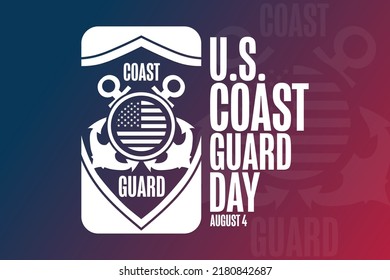 United States Coast Guard Day. August 4. Holiday concept. Template for background, banner, card, poster with text inscription. Vector EPS10 illustration