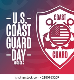 United States Coast Guard Day. August 4. Holiday concept. Template for background, banner, card, poster with text inscription. Vector EPS10 illustration