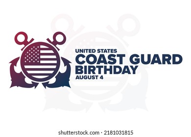 United States Coast Guard Day. August 4. Holiday concept. Template for background, banner, card, poster with text inscription. Vector EPS10 illustration