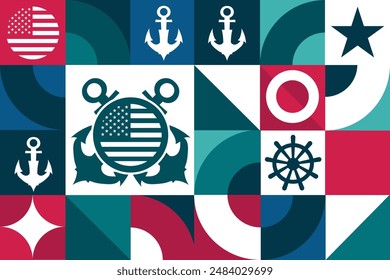 In: United States Coast Guard Day. 4. August. Nahtloses geometrisches Muster. Vorlage für Hintergrund, Banner, Karte, Poster. Vektorgrafik EPS10 Abbildung