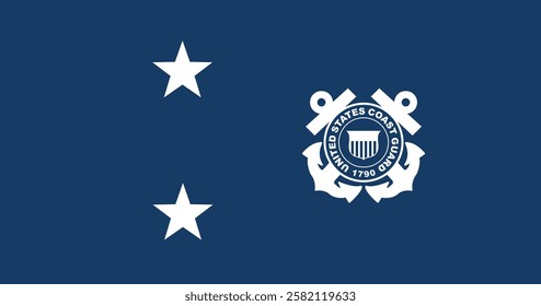 United States Coast Guard Rear Admiral Flag Vector Illustration Premium Quality