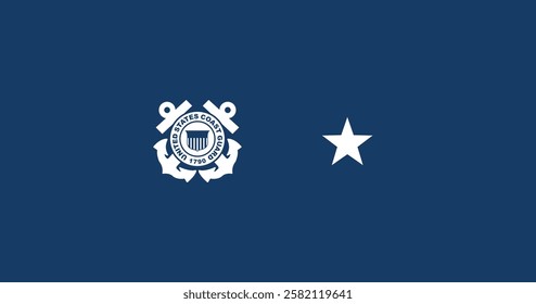 United States Coast Guard Rear Admiral (Lower Half) Flag Vector Illustration Premium Quality