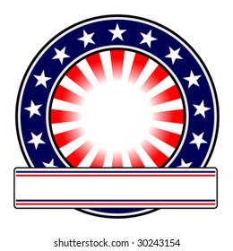 United States colors. Round emblem with copy space.
