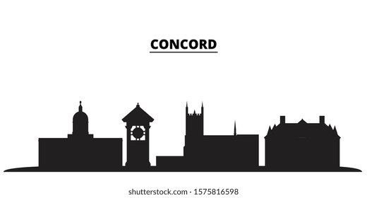 United States, Concord city skyline isolated vector illustration. United States, Concord travel black cityscape