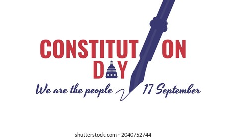 United States Constitution Day banner which is celebrated every September 17th. White background color. It is very suitable to event or celebration of government.