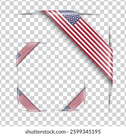 United States corner national flag with shadow