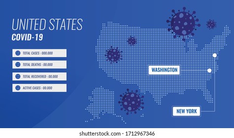 United States Country Map Coronavirus Covid-19 Report. United States Map Halftone