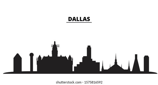 United States, Dallas City city skyline isolated vector illustration. United States, Dallas City travel black cityscape