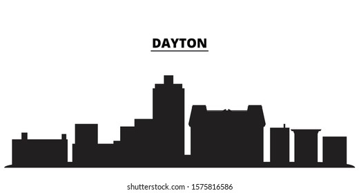 United States, Dayton City city skyline isolated vector illustration. United States, Dayton City travel black cityscape