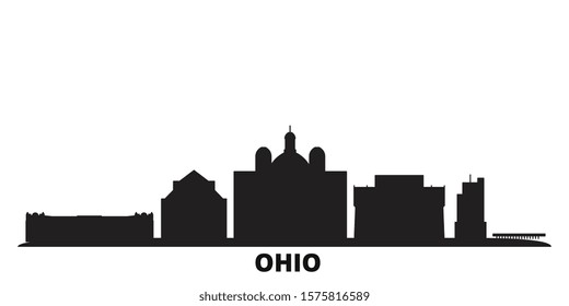 United States, Dayton city skyline isolated vector illustration. United States, Dayton travel black cityscape