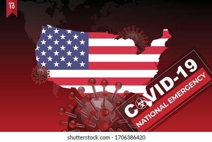 United States Declaring A National Emergency Concerning The Novel Coronavirus Disease (COVID-19) Outbreak.Eps 10 Vector